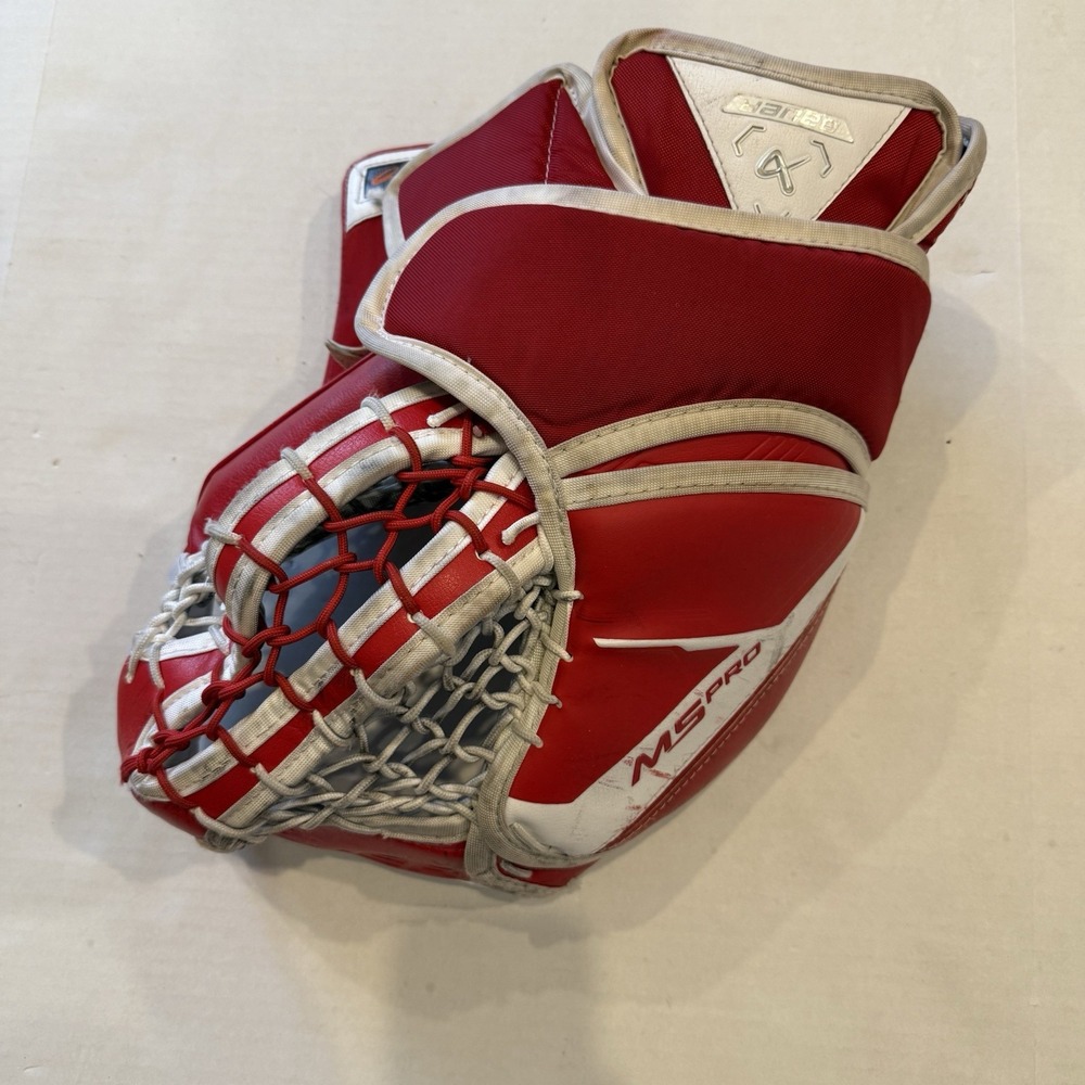 Bauer Supreme M5 Pro Hockey Glove Intermediate Goalie Glove Red White Regular